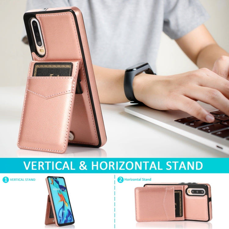 For Huawei P30 Solid Color PC + TPU Protective Case with Holder & Card Slots
