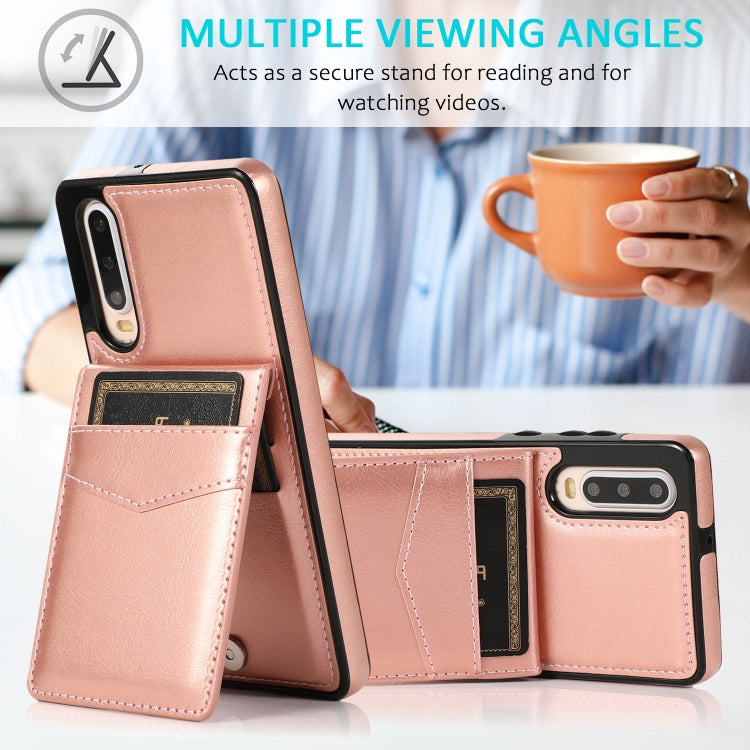 For Huawei P30 Solid Color PC + TPU Protective Case with Holder & Card Slots