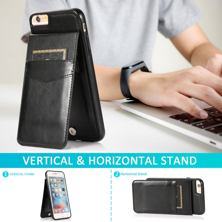 Solid Color PC + TPU Protective Case with Holder & Card Slots For iPhone 6