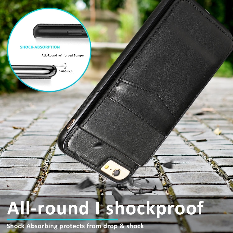 Solid Color PC + TPU Protective Case with Holder & Card Slots For iPhone 6
