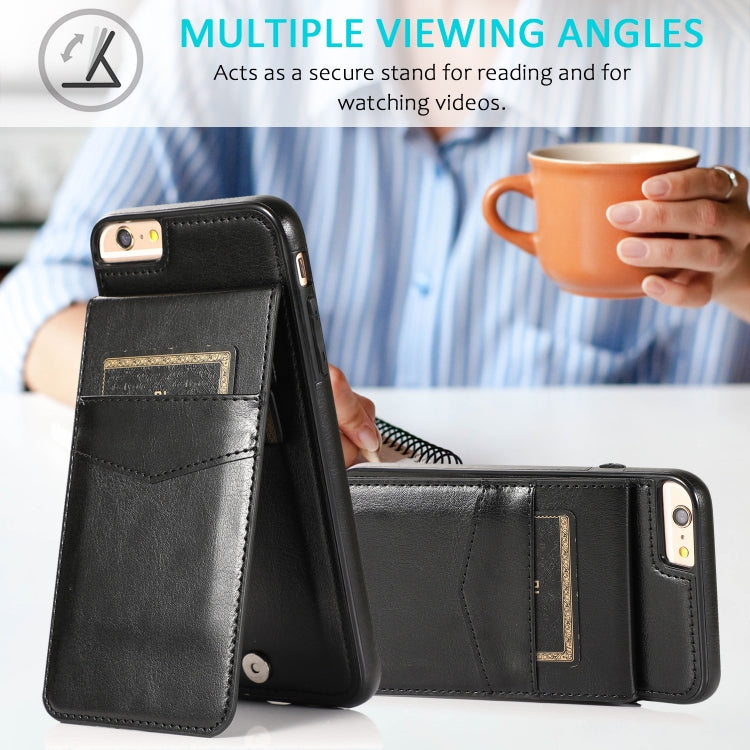 Solid Color PC + TPU Protective Case with Holder & Card Slots For iPhone 6