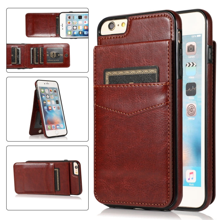 Solid Color PC + TPU Protective Case with Holder & Card Slots For iPhone 6