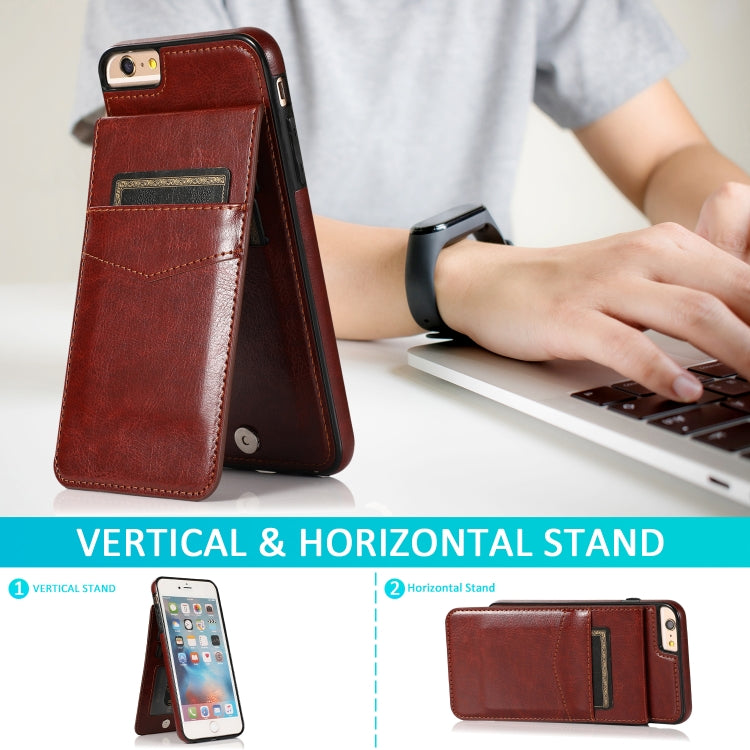 Solid Color PC + TPU Protective Case with Holder & Card Slots For iPhone 6