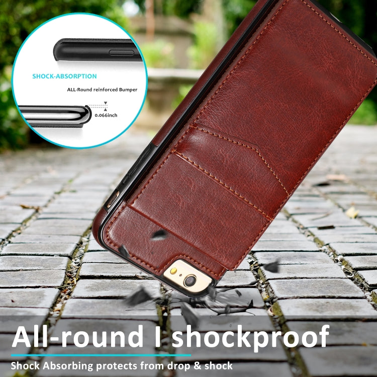 Solid Color PC + TPU Protective Case with Holder & Card Slots For iPhone 6