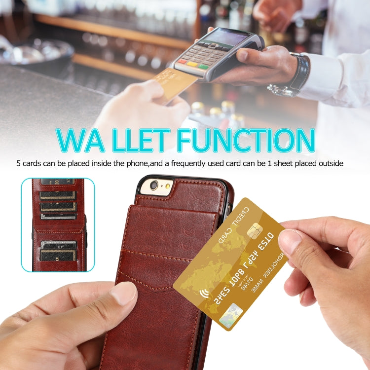 Solid Color PC + TPU Protective Case with Holder & Card Slots For iPhone 6