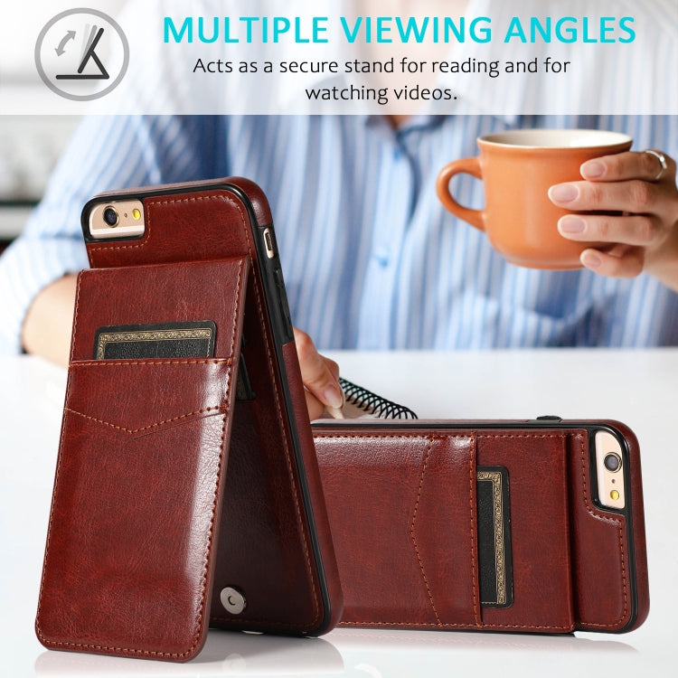 Solid Color PC + TPU Protective Case with Holder & Card Slots For iPhone 6