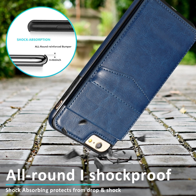Solid Color PC + TPU Protective Case with Holder & Card Slots For iPhone 6
