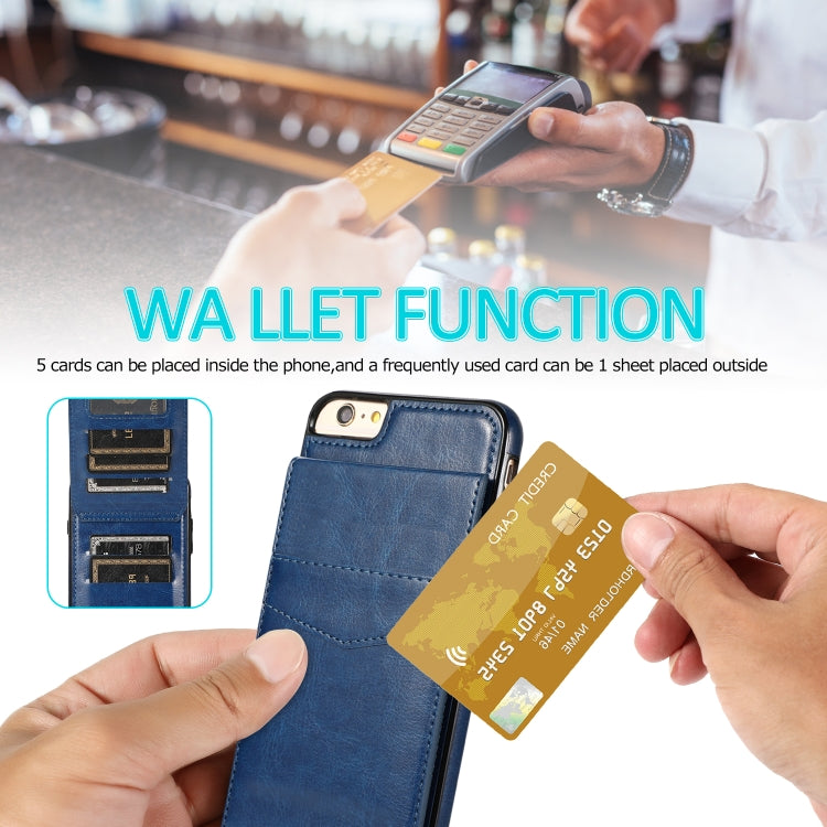 Solid Color PC + TPU Protective Case with Holder & Card Slots For iPhone 6