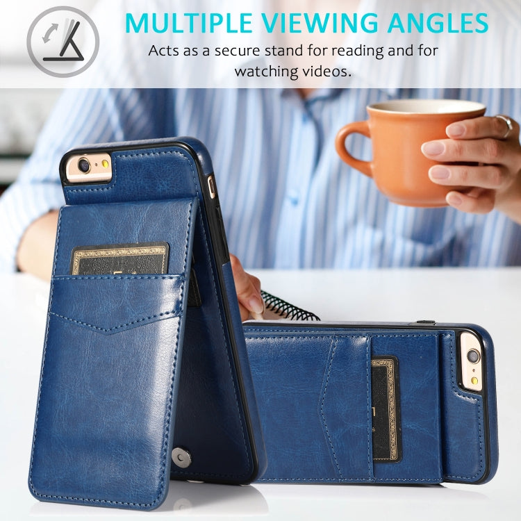 Solid Color PC + TPU Protective Case with Holder & Card Slots For iPhone 6