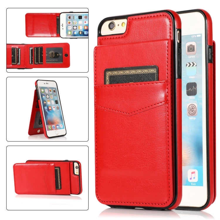 Solid Color PC + TPU Protective Case with Holder & Card Slots For iPhone 6