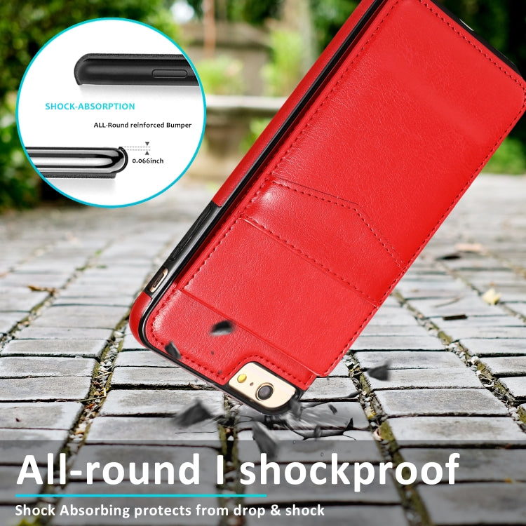 Solid Color PC + TPU Protective Case with Holder & Card Slots For iPhone 6