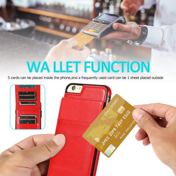 Solid Color PC + TPU Protective Case with Holder & Card Slots For iPhone 6
