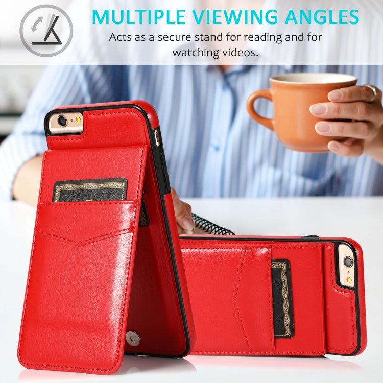 Solid Color PC + TPU Protective Case with Holder & Card Slots For iPhone 6