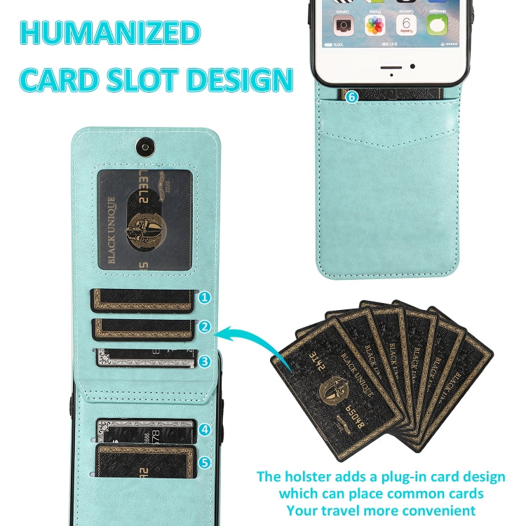 Solid Color PC + TPU Protective Case with Holder & Card Slots For iPhone 6