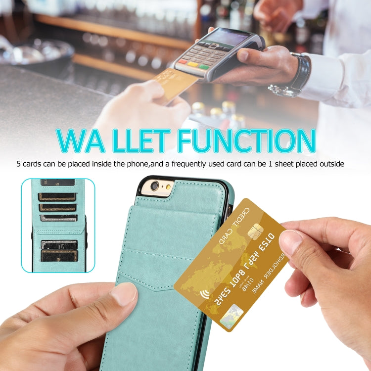 Solid Color PC + TPU Protective Case with Holder & Card Slots For iPhone 6