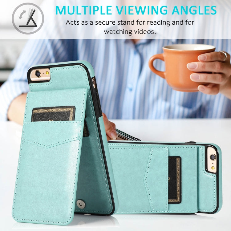 Solid Color PC + TPU Protective Case with Holder & Card Slots For iPhone 6