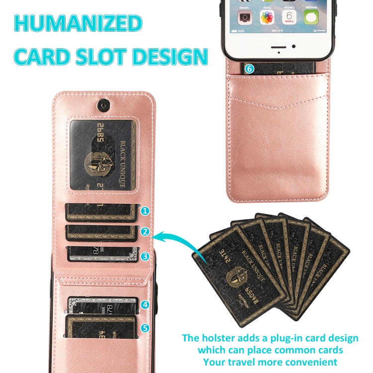 Solid Color PC + TPU Protective Case with Holder & Card Slots For iPhone 6