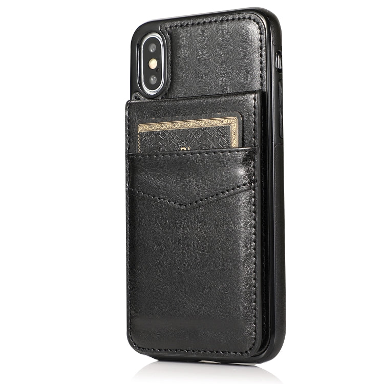 For iPhone X / XS Solid Color PC + TPU Protective Case with Holder & Card Slots