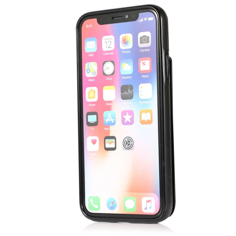 For iPhone X / XS Solid Color PC + TPU Protective Case with Holder & Card Slots