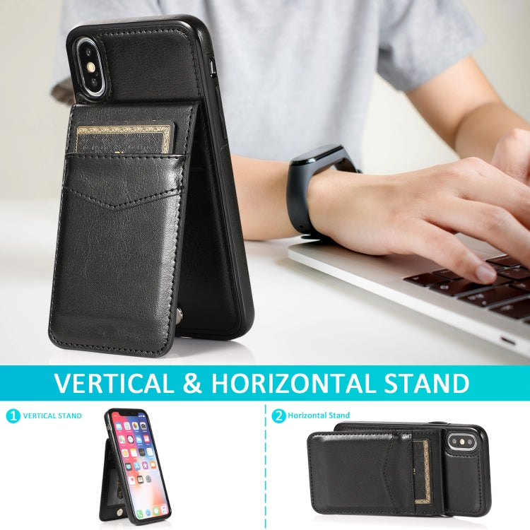 For iPhone X / XS Solid Color PC + TPU Protective Case with Holder & Card Slots