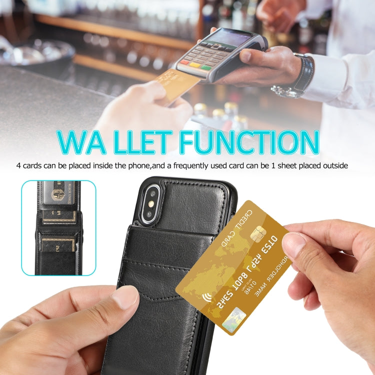For iPhone X / XS Solid Color PC + TPU Protective Case with Holder & Card Slots