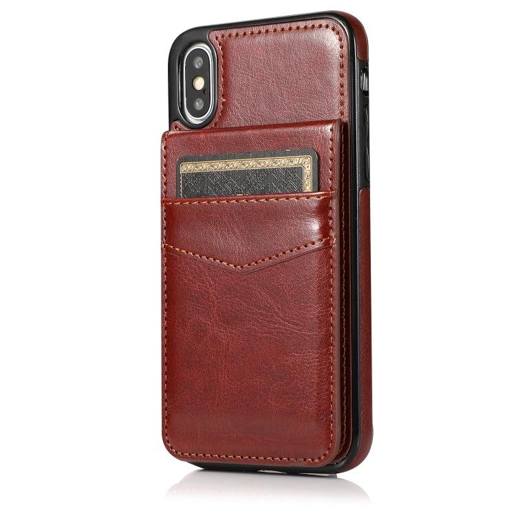 For iPhone X / XS Solid Color PC + TPU Protective Case with Holder & Card Slots