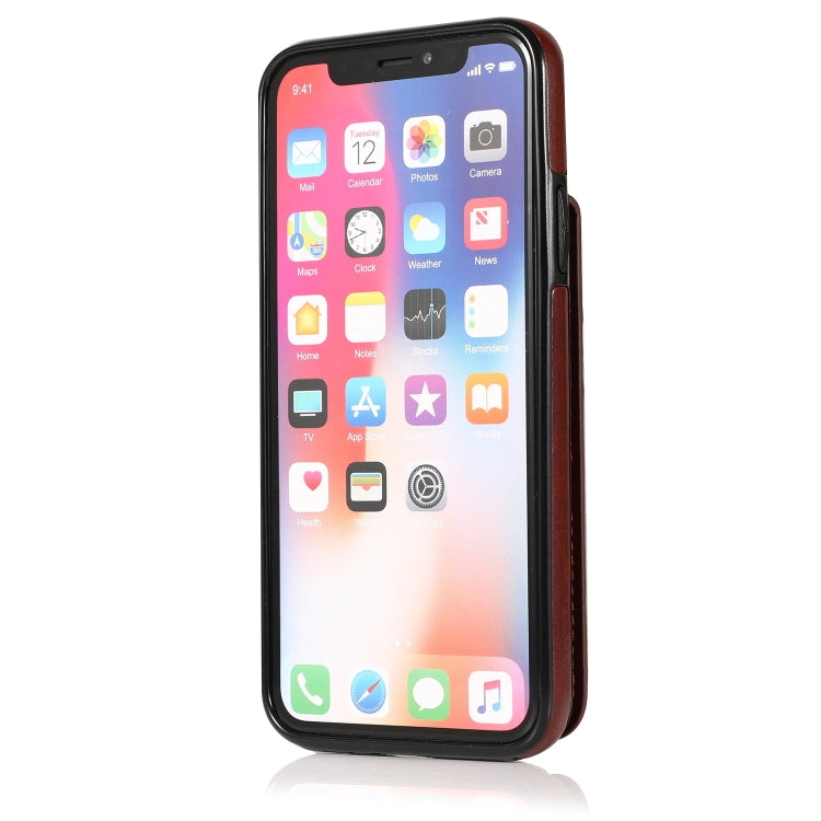 For iPhone X / XS Solid Color PC + TPU Protective Case with Holder & Card Slots