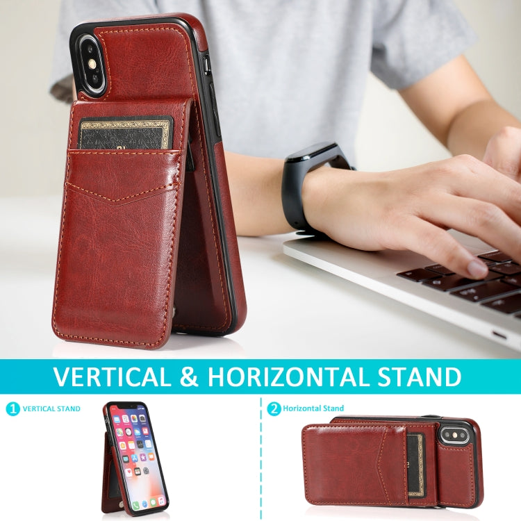 For iPhone X / XS Solid Color PC + TPU Protective Case with Holder & Card Slots