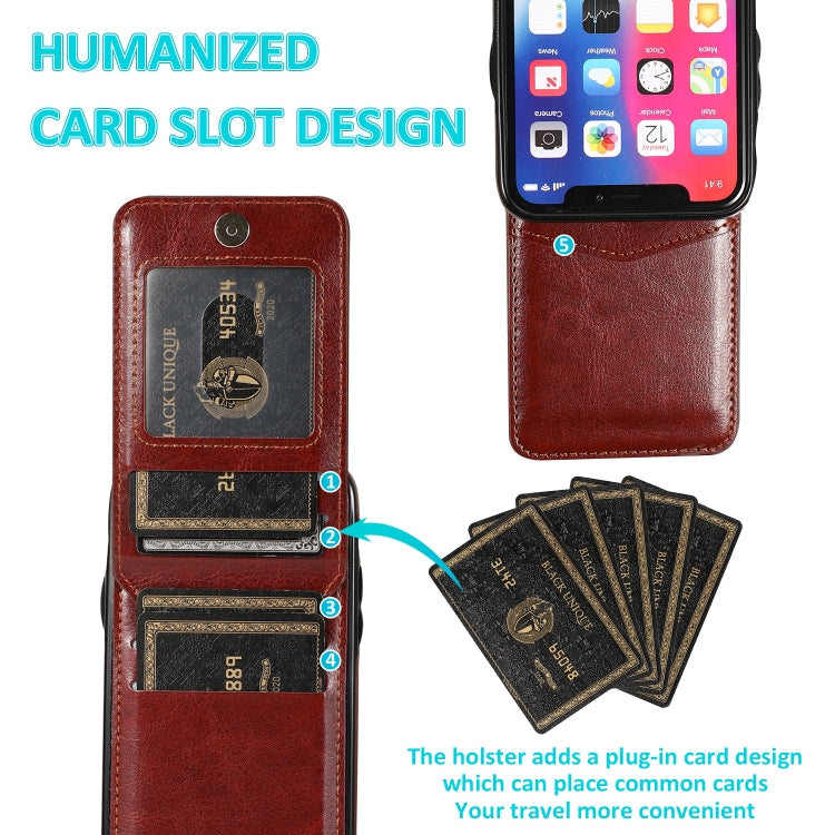 For iPhone X / XS Solid Color PC + TPU Protective Case with Holder & Card Slots