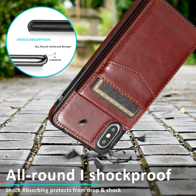 For iPhone X / XS Solid Color PC + TPU Protective Case with Holder & Card Slots