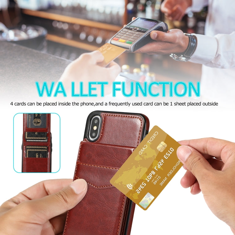 For iPhone X / XS Solid Color PC + TPU Protective Case with Holder & Card Slots