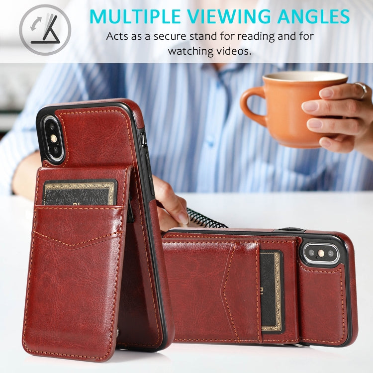 For iPhone X / XS Solid Color PC + TPU Protective Case with Holder & Card Slots