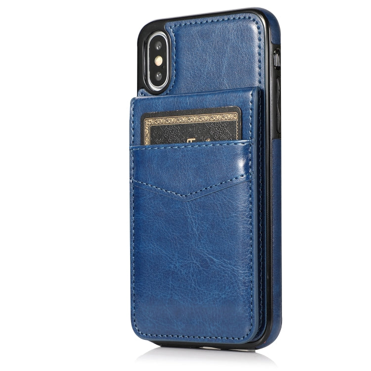 For iPhone X / XS Solid Color PC + TPU Protective Case with Holder & Card Slots