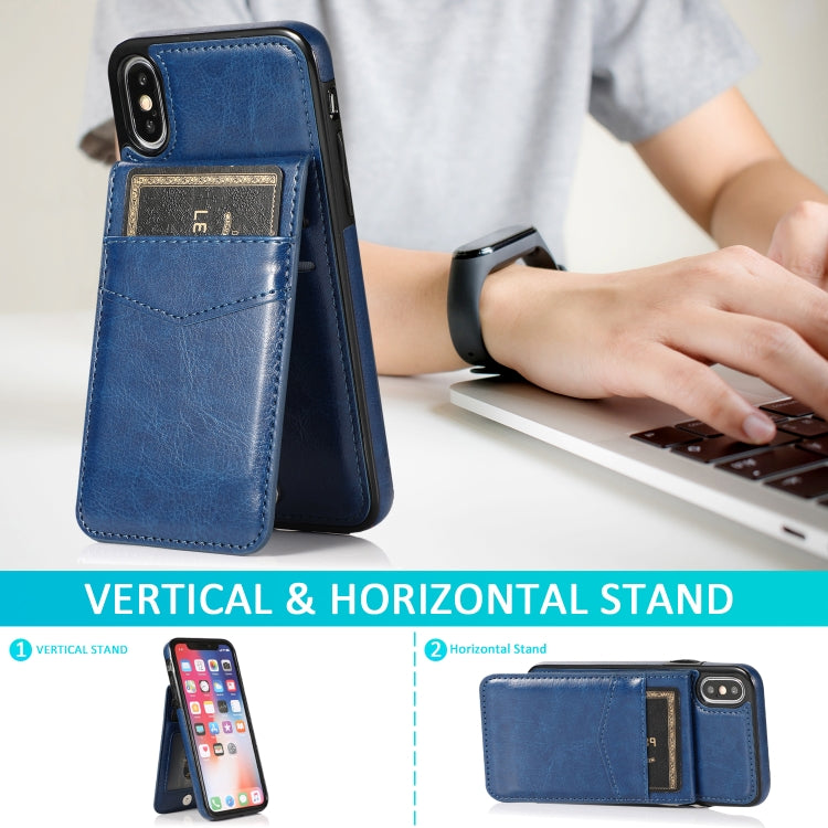 For iPhone X / XS Solid Color PC + TPU Protective Case with Holder & Card Slots