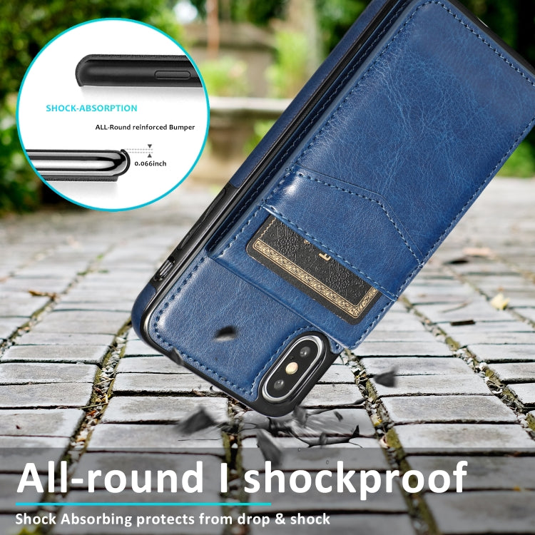 For iPhone X / XS Solid Color PC + TPU Protective Case with Holder & Card Slots