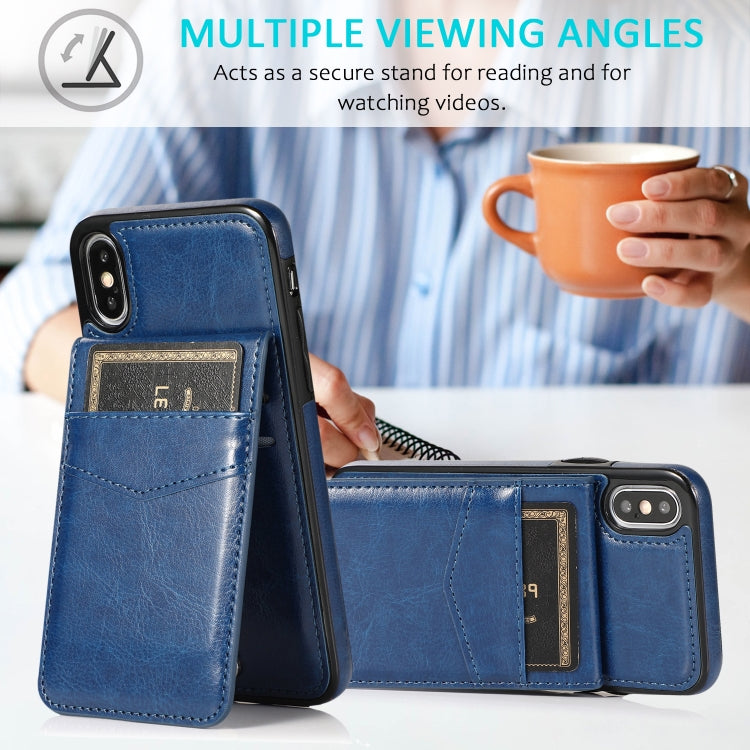 For iPhone X / XS Solid Color PC + TPU Protective Case with Holder & Card Slots