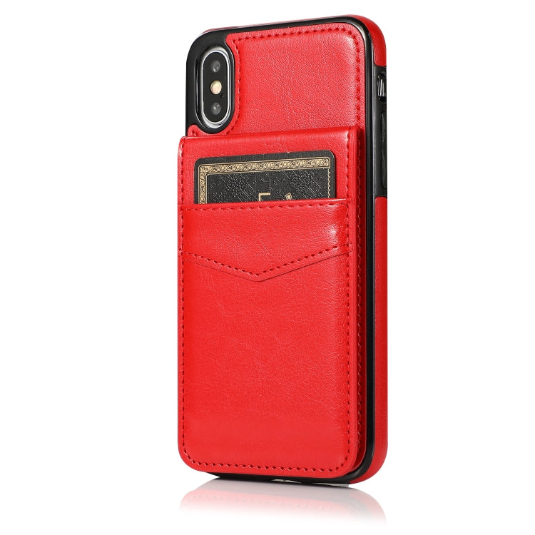 For iPhone X / XS Solid Color PC + TPU Protective Case with Holder & Card Slots