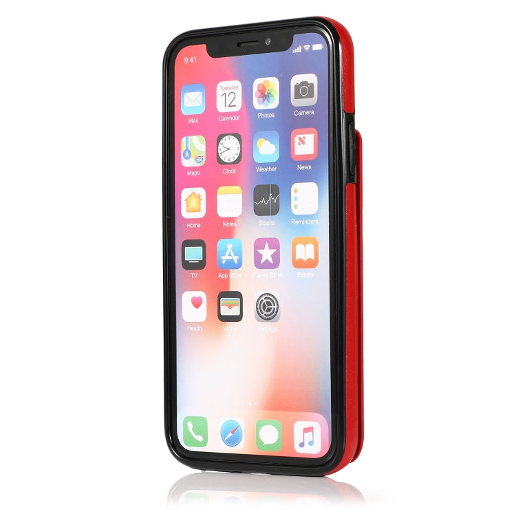 For iPhone X / XS Solid Color PC + TPU Protective Case with Holder & Card Slots