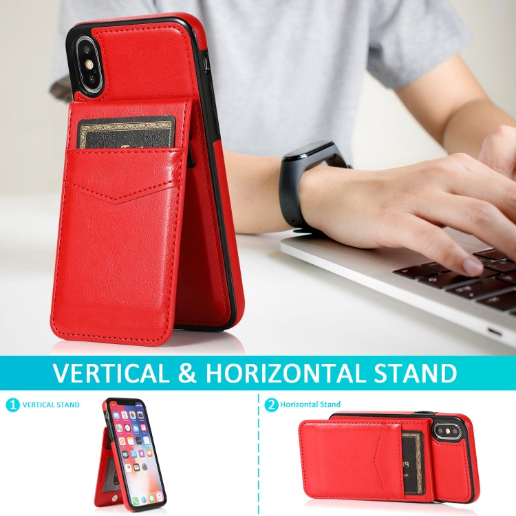 For iPhone X / XS Solid Color PC + TPU Protective Case with Holder & Card Slots