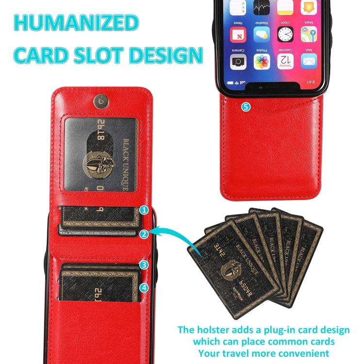 For iPhone X / XS Solid Color PC + TPU Protective Case with Holder & Card Slots