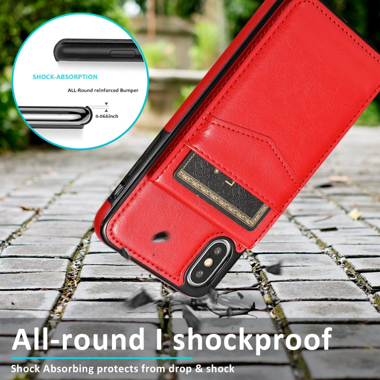 For iPhone X / XS Solid Color PC + TPU Protective Case with Holder & Card Slots