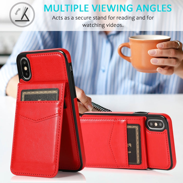 For iPhone X / XS Solid Color PC + TPU Protective Case with Holder & Card Slots