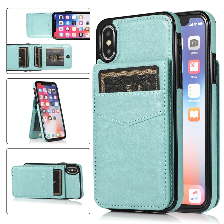 For iPhone X / XS Solid Color PC + TPU Protective Case with Holder & Card Slots