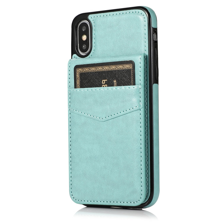 For iPhone X / XS Solid Color PC + TPU Protective Case with Holder & Card Slots