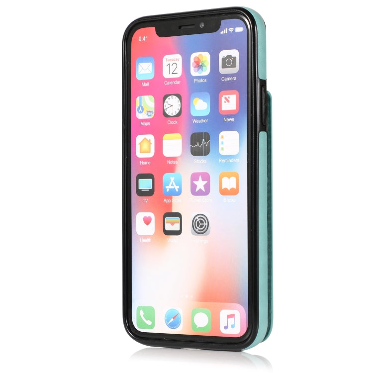 For iPhone X / XS Solid Color PC + TPU Protective Case with Holder & Card Slots