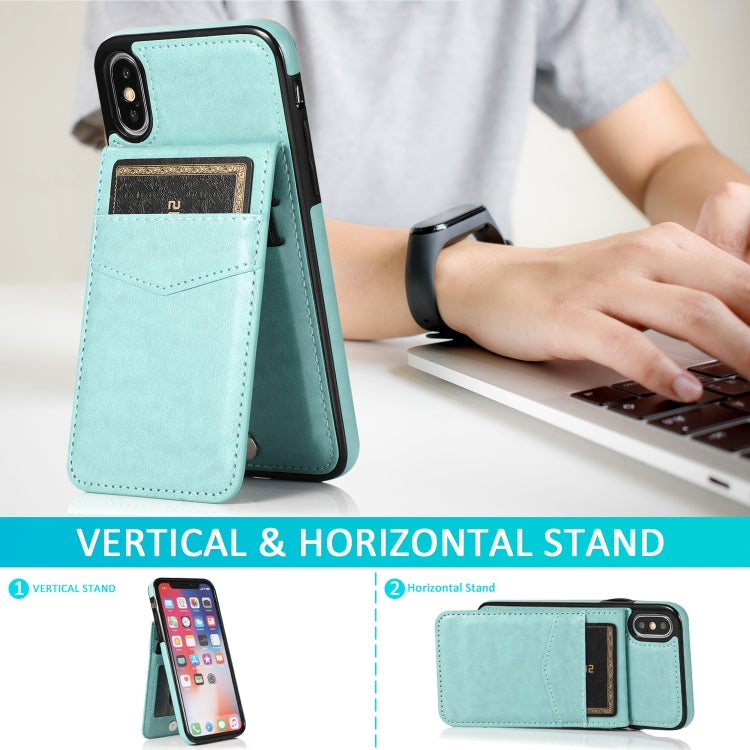 For iPhone X / XS Solid Color PC + TPU Protective Case with Holder & Card Slots