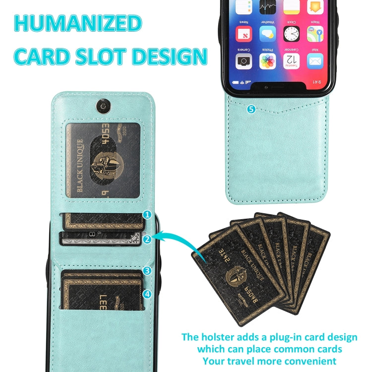 For iPhone X / XS Solid Color PC + TPU Protective Case with Holder & Card Slots