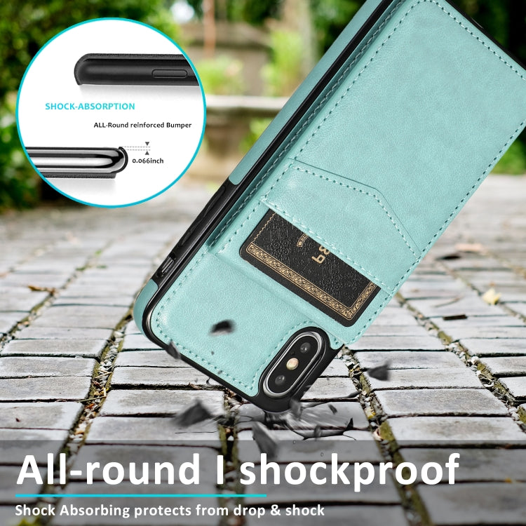 For iPhone X / XS Solid Color PC + TPU Protective Case with Holder & Card Slots
