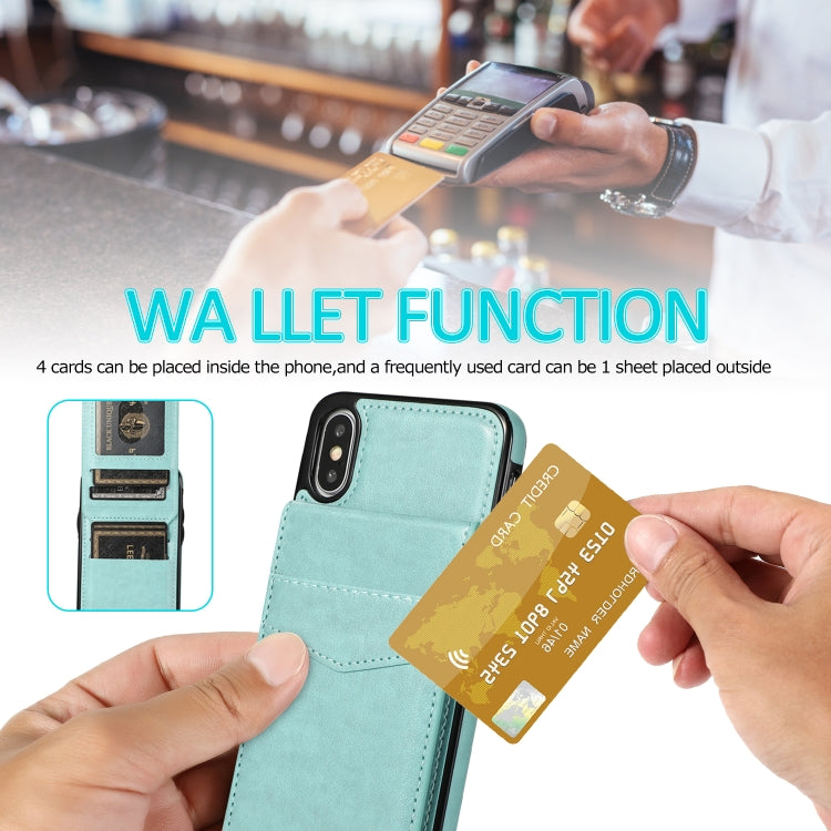 For iPhone X / XS Solid Color PC + TPU Protective Case with Holder & Card Slots