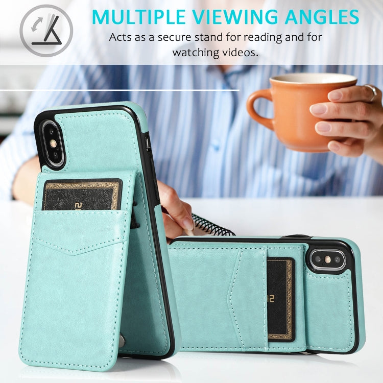 For iPhone X / XS Solid Color PC + TPU Protective Case with Holder & Card Slots